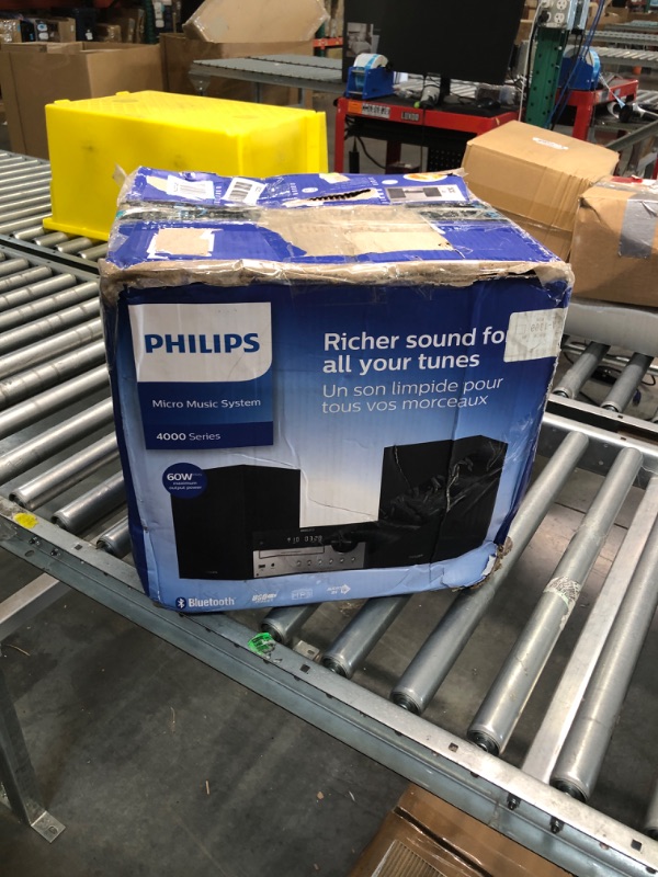 Photo 2 of PHILIPS Bluetooth Stereo System for Home with CD Player, MP3, USB, Audio in, FM Radio, Bass Reflex Speaker, 60W, Remote Control Included