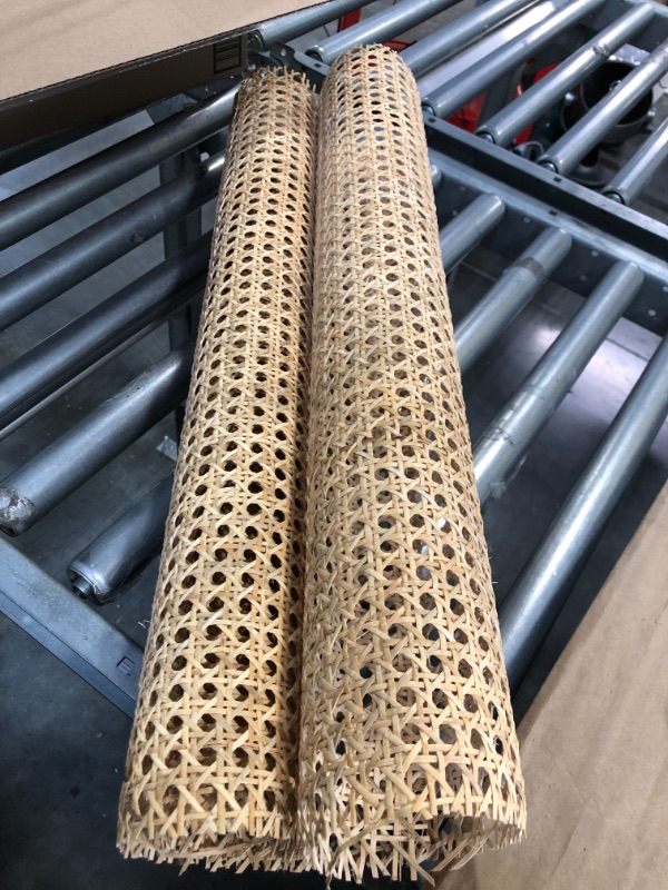 Photo 2 of 24" Width Rattan Cane Webbing Roll 3 Feet Hexagon Weave Rattan Fabric Furniture Woven Rattan Sheets for Crafts Cane Weave Rattan Material Natural Chair Caning Supplies Wicker for Chairs (3 Feet)
