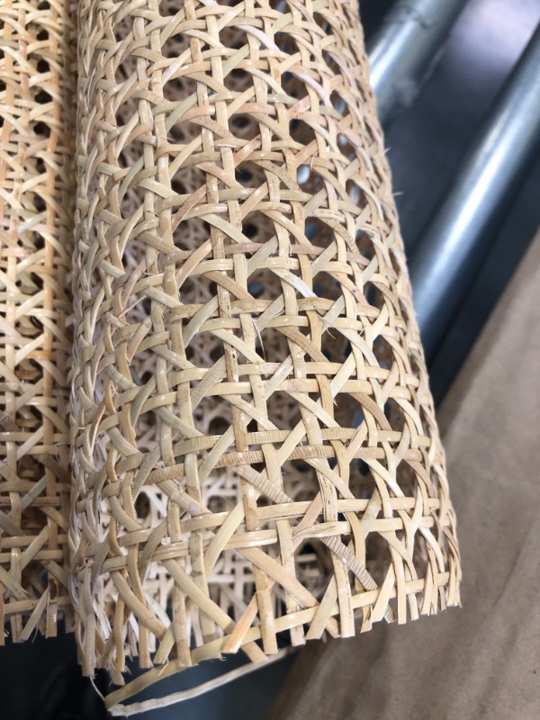 Photo 3 of 24" Width Rattan Cane Webbing Roll 3 Feet Hexagon Weave Rattan Fabric Furniture Woven Rattan Sheets for Crafts Cane Weave Rattan Material Natural Chair Caning Supplies Wicker for Chairs (3 Feet)
