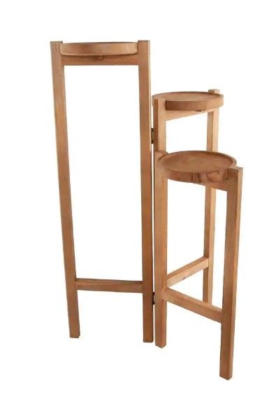 Photo 1 of **FOR PARTS** 30 in. H Brown Wood 3-tired Plant Stand