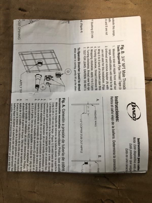 Photo 3 of (Package was open so unknown if any parts missing** Danco 10320 Tub Spout, 8 Inches/Pull Down Diverter, Oil Rubbed Bronze Brushed Nickel 