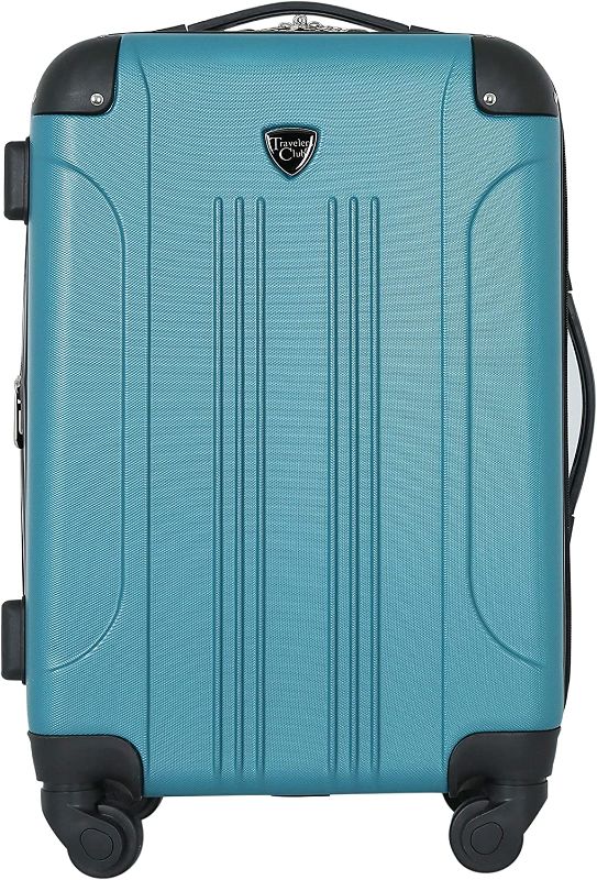 Photo 1 of **Damaged Zipper) Travelers Club Chicago Hardside Expandable Spinner Luggages, Teal, 20" Carry-On
