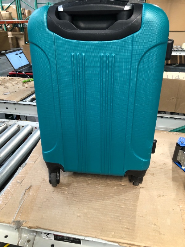 Photo 4 of **Damaged Zipper) Travelers Club Chicago Hardside Expandable Spinner Luggages, Teal, 20" Carry-On