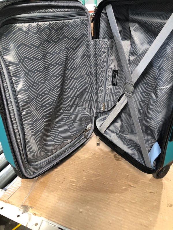 Photo 3 of **Damaged Zipper) Travelers Club Chicago Hardside Expandable Spinner Luggages, Teal, 20" Carry-On