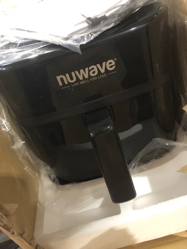 Photo 1 of Nuwave Brio 8-Qt Air Fryer, Powerful 1800W, Easy-to-Read Cool White Display, 50°-400°F Temp Controls, 100 Pre-Programmed Presets & 50 Memory Slots, Integrated Smart Thermometer, Linear T Technology