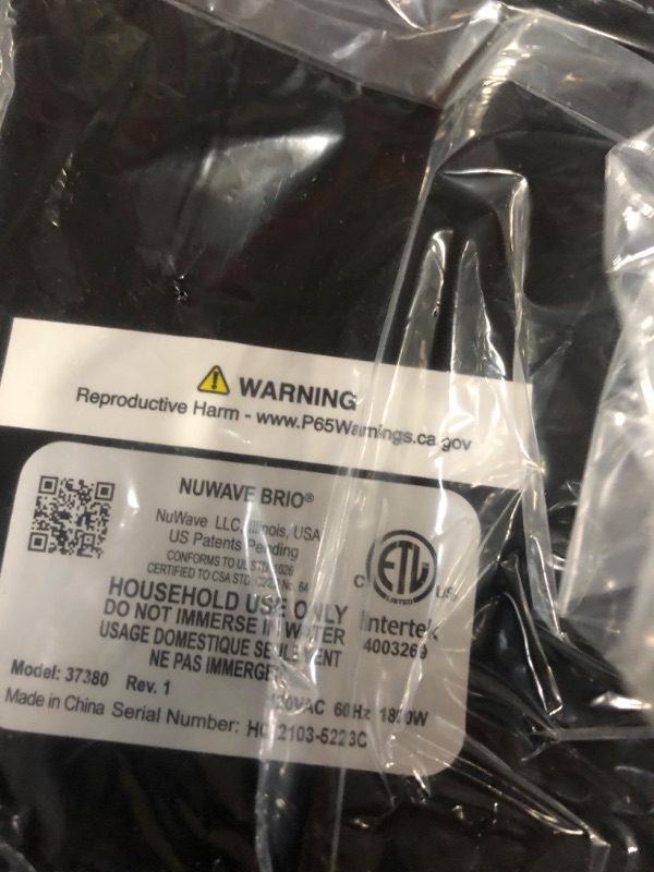 Photo 1 of Nuwave Brio 8-Qt Air Fryer, Powerful 1800W, Easy-to-Read Cool White Display, 50°-400°F Temp Controls, 100 Pre-Programmed Presets & 50 Memory Slots, Integrated Smart Thermometer, Linear T Technology