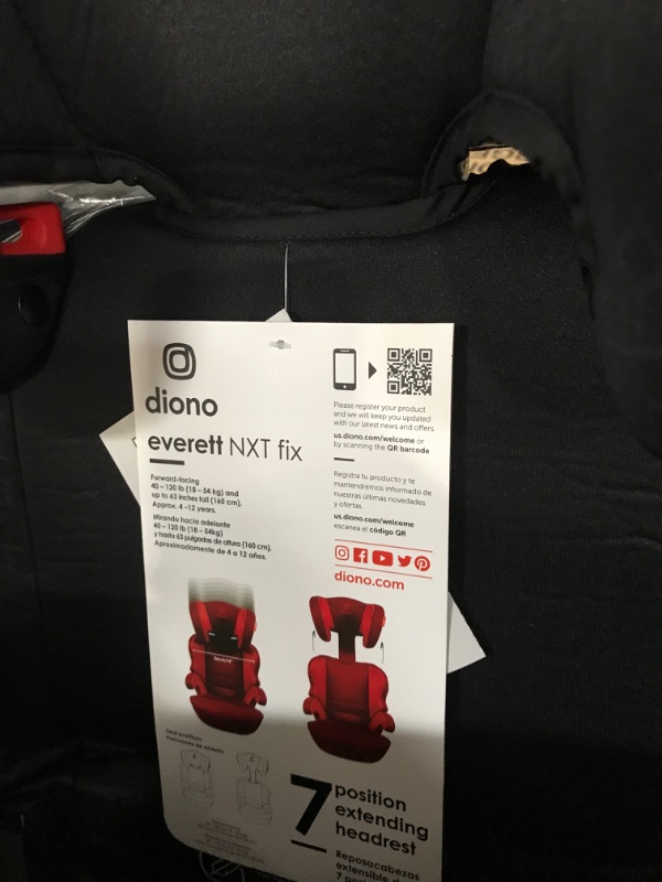 Photo 5 of Diono Everett NXT High Back Booster Car Seat with Rigid Latch, Lightweight Slim Fit Design, 8 Years 1 Booster Seat, Black NEW! Everett NXT Black