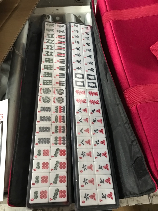 Photo 1 of American Mah Jongg Soft Bag Case New 166 Tile Set with 4 Color Pushers, Burgundy(Discontinued by manufacturer)