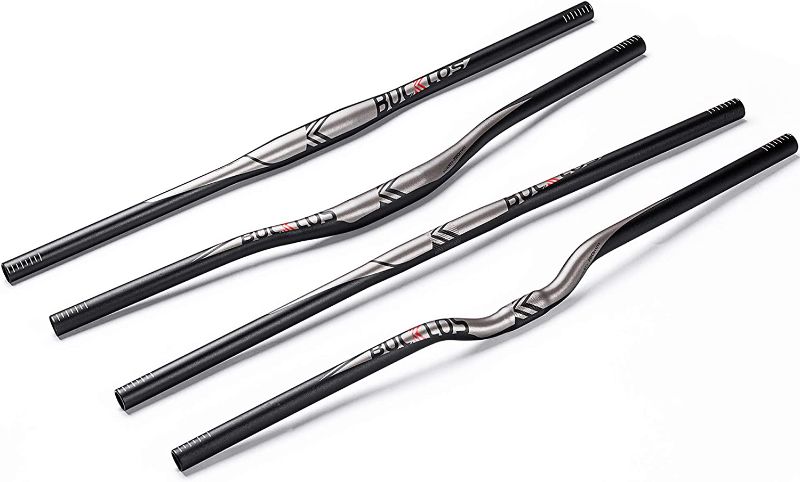 Photo 1 of BUCKLOS 25.4/31.8mm Mountain Bike Handlebars Flat/Riser Bar, Aluminum Alloy MTB Handlebar 720mm, 
