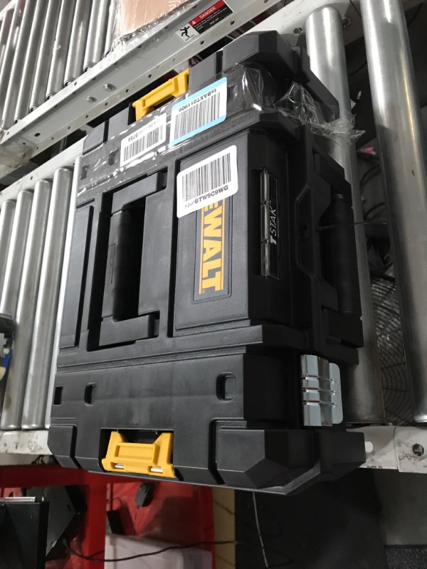 Photo 2 of **ONE BROKEN LATCH** DEWALT TSTAK II Tool Box, 13 Inch, Flat Top, Holds Up To 66 lbs, Flexible Platforms for Stacking (DWST17807) Flat Top Toolbox