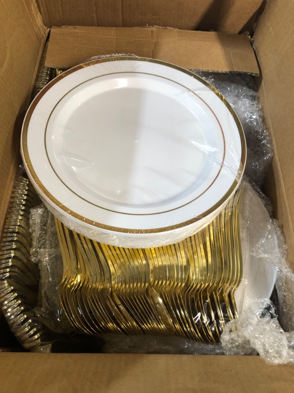 Photo 2 of 125 Piece Gold Dinnerware Party Set 