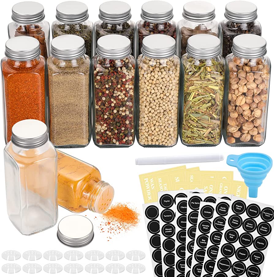 Photo 1 of Aozita 14 Pcs Glass Spice Jars with Spice Labels