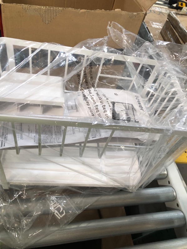 Photo 1 of Yamazaki Home Two-Tier Adjustable Dish Drainer Rack, Compact Drying Rack with Hooks, Utensils Holder, Steel, Draining Spout, Water Resistant, No Assembly Req. One Size White