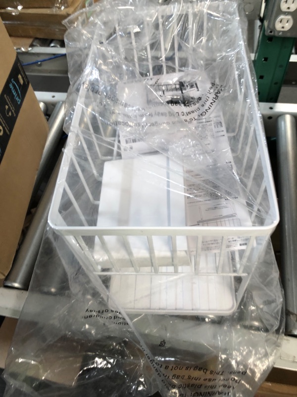 Photo 1 of Yamazaki Home Two-Tier Adjustable Dish Drainer Rack, Compact Drying Rack with Hooks, Utensils Holder, Steel, Draining Spout, Water Resistant, No Assembly Req. One Size White