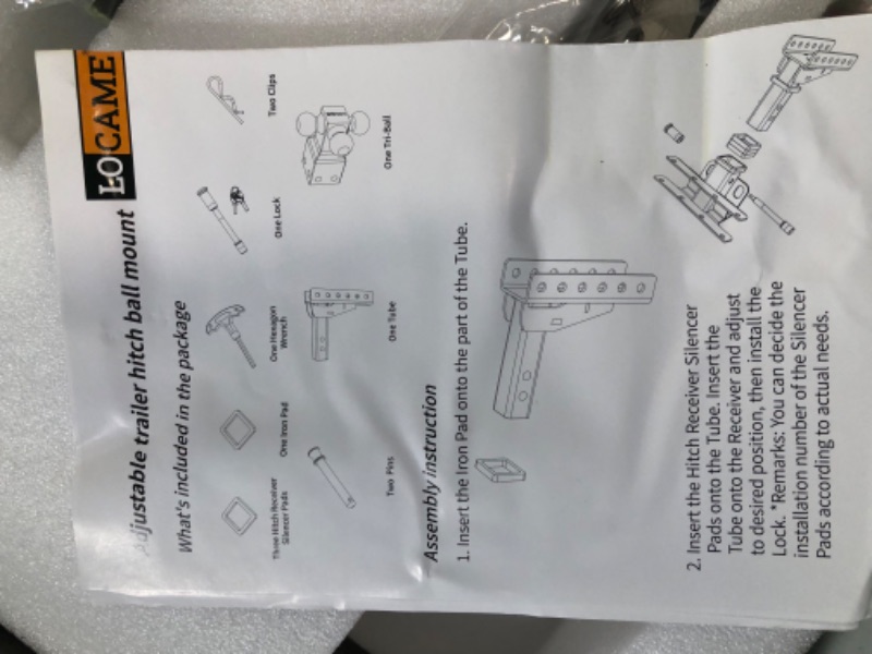 Photo 5 of LOCAME Adjustable Trailer Hitch, Tri-Ball (1-7/8" , 2", 2-5/16"), Fits 2-Inch Receiver, 6 Inch Drop/Rise Cushion Drop Hitch ,15000 LBS GTW--Tow Hitch for Heavy Duty Truck, Solid Ball Mount, LC0020 6 Inch Drop Hitch