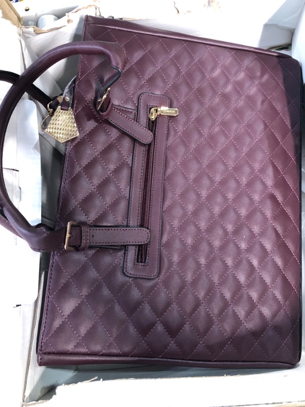 Photo 2 of LOVEVOOK Laptop Bag for Women, Work Tote Bag Quilted Leather Computer Shoulder Bag, 15.6 inch Laptop Tote Purse Set, Waterproof Business Briefcase Handbag 2 PCS for Office,Teacher Purple 15.6in Purple