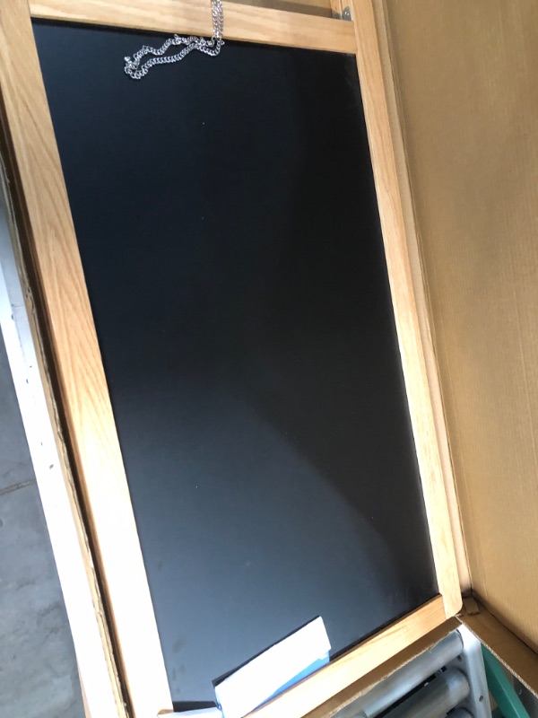 Photo 4 of (GREAT CONDITION) Solid Oak Wood A-Frame Chalkboard Signs, 40 x 20 In