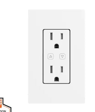 Photo 1 of 15 Amp 120-Volt Smart Tamper Resistant White Duplex Outlet Powered by Hubspace