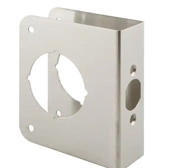 Photo 1 of 1-3/8 in. x 4-1/2 in. Thick Stainless Steel Lock and Door Reinforcer, 2-1/8 in. Single Bore, 2-3/8 in. Backset