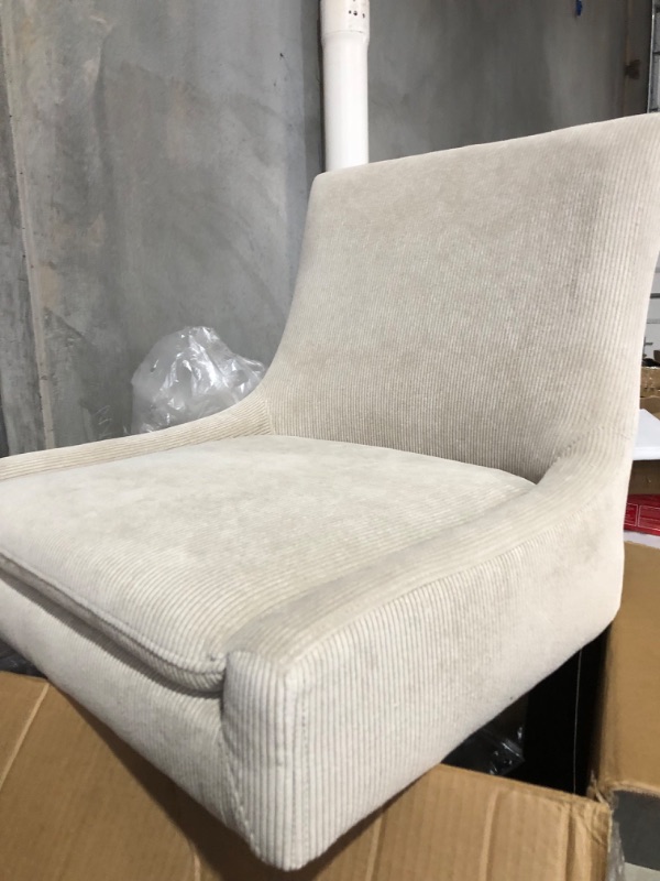 Photo 4 of **STOCK PHOTO IS A REFERENCE**  FOR PARTS ONLYU  Office Desk Chair No Wheels,Fabric Padded Modern Swivel Vanity Chair(Beige)