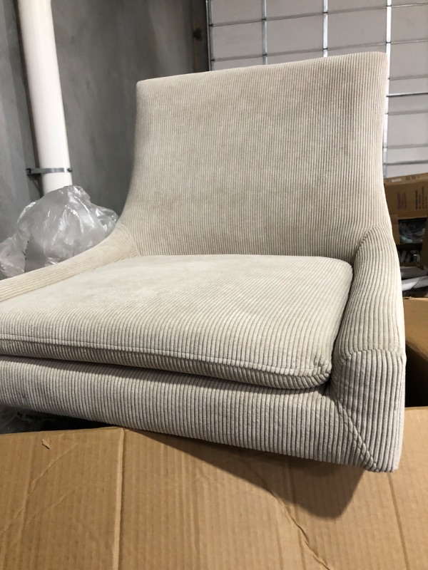 Photo 1 of **STOCK PHOTO IS A REFERENCE**  FOR PARTS ONLYU  Office Desk Chair No Wheels,Fabric Padded Modern Swivel Vanity Chair(Beige)