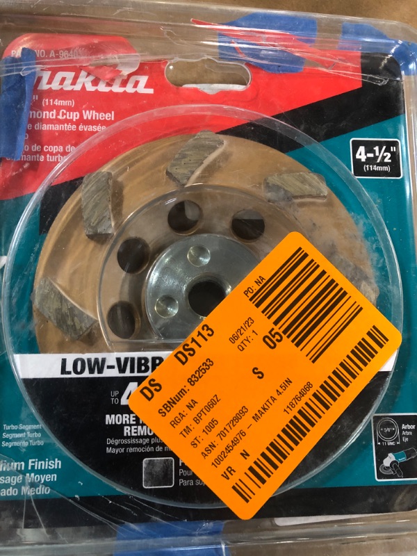 Photo 2 of 4-1/2 in. Turbo 8 Segment Diamond Cup Wheel, Low-Vibration, Compatible with Angle Grinders with electronic controller