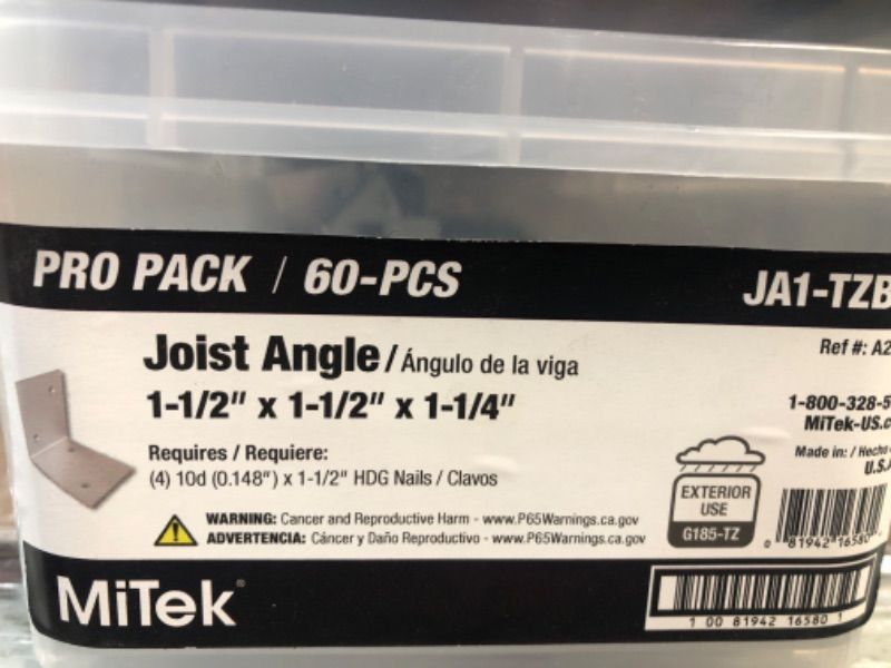 Photo 3 of 1-1/2 in. x 1-1/2 in. x 1-1/4 in. G185 16-Gauge Framing Angle (60-Pack)