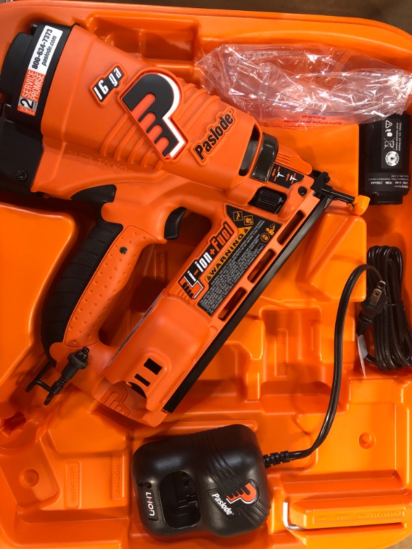 Photo 1 of Paslode, Cordless Finish Nailer,16 Gauge Angled, Battery and Fuel Cell Powered, No Compressor Needed
