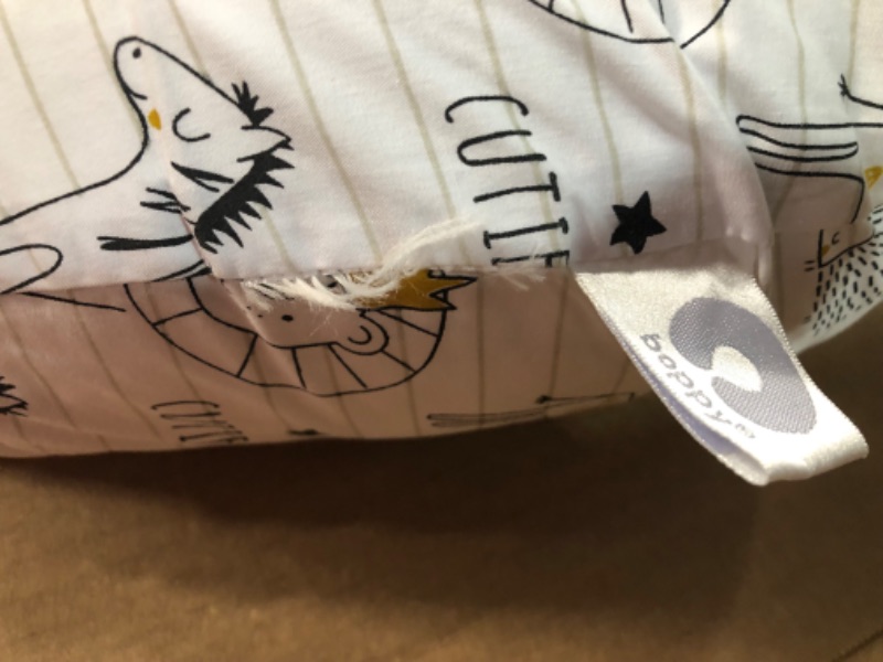 Photo 2 of Boppy Nursing Pillow and Positioner - Original, Notebook Black and White with Gold Animals, Breastfeeding, Bottle Feeding, Baby Support, with Removable Cotton Blend Cover, Awake-Time Support