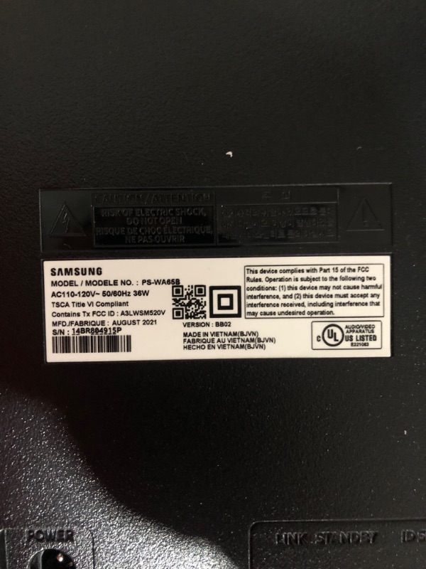 Photo 6 of **SUBWOOFER not functional**sold for parts**
SAMSUNG w/Dolby 5.1 DTS Virtual:X, Bass Boosted, Built-in Center Speaker, Bluetooth Multi Connection, 