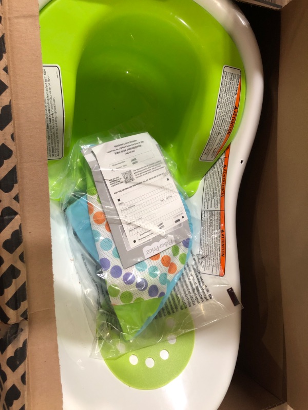 Photo 2 of Fisher-Price Baby Bath Tub, 4-in-1 Newborn to Toddler Tub with Infant Seat Bath Toys and Sling ‘n Seat Tub, Green Green - Frustration Free Package