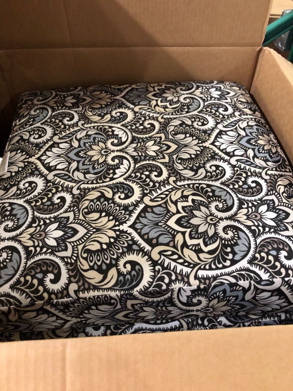 Photo 2 of Arden Selections Outdoor Seat Cushion 21 x 21, Black Aurora Damask 21 x 21 Seat Cushion Black Aurora Damask