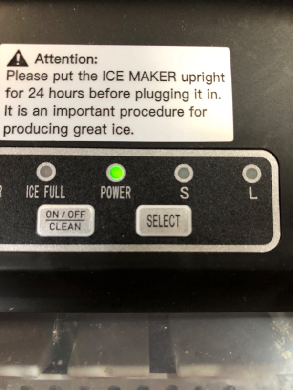 Photo 2 of **FOR PARTS OR REPAIR**
Silonn Countertop Ice Maker, 9 Cubes Ready in 6 Mins, 26lbs in 24Hrs, Self-Cleaning Ice Machine with Ice Scoop and Basket, 2 Sizes of Bullet Ice for Home Kitchen Office Bar Party, Black (SLIM09) Black Ice Maker