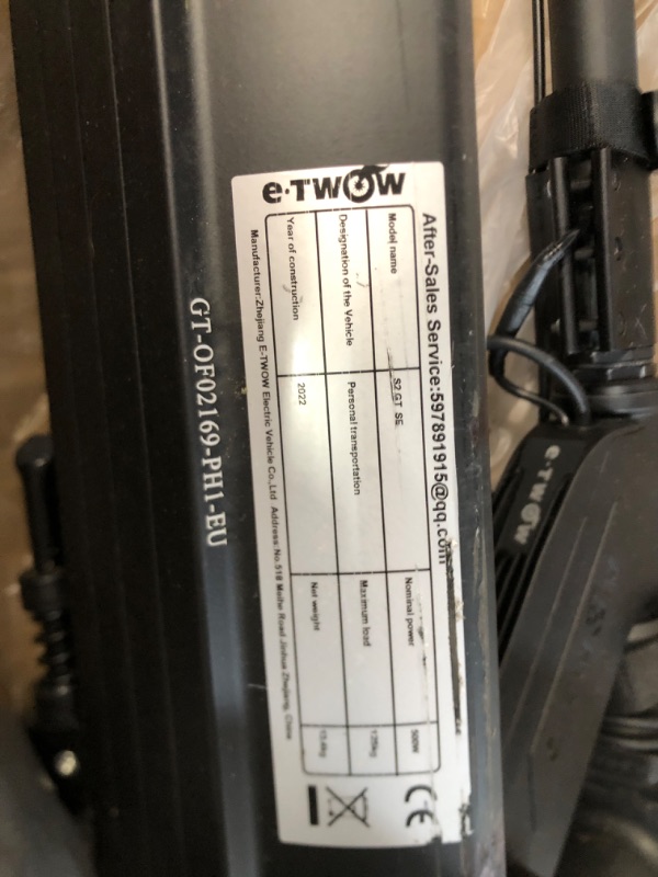 Photo 4 of **LCD SCREEN IS BROKEN***
E-TWOW GT SE Electric Scooter, Gray