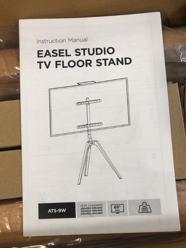 Photo 2 of PUTORSEN Solid Wood Easel TV Stand Tripod for Universal 45-65 Inch TV, , Color White & Beech