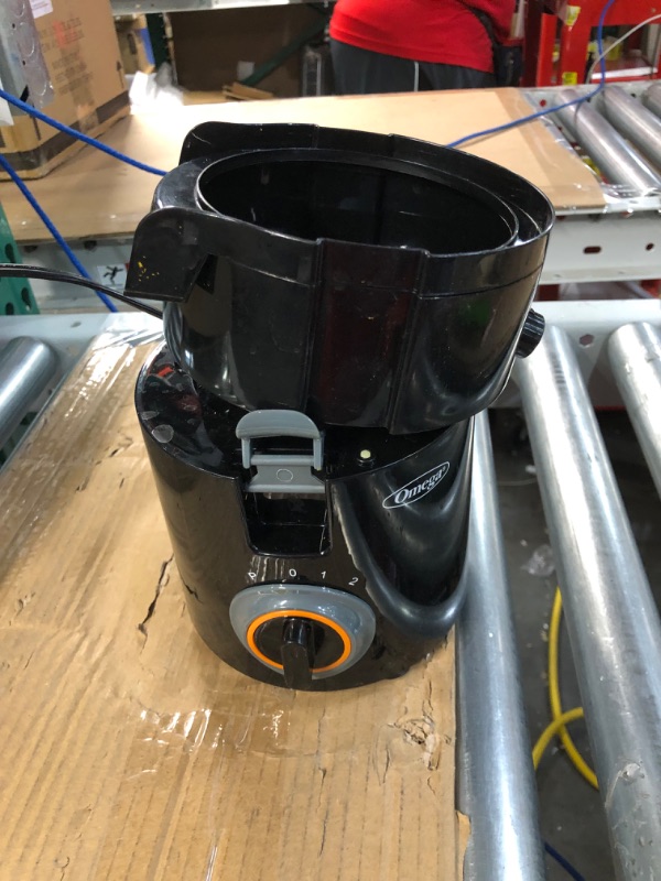 Photo 1 of Omega Juicer C2000B2 Large Chute High Speed Centrifugal Extractor For Fruits and Vegetables, Features 3 Speeds Compact Design Large Pulp Container, 250-Watts, Black