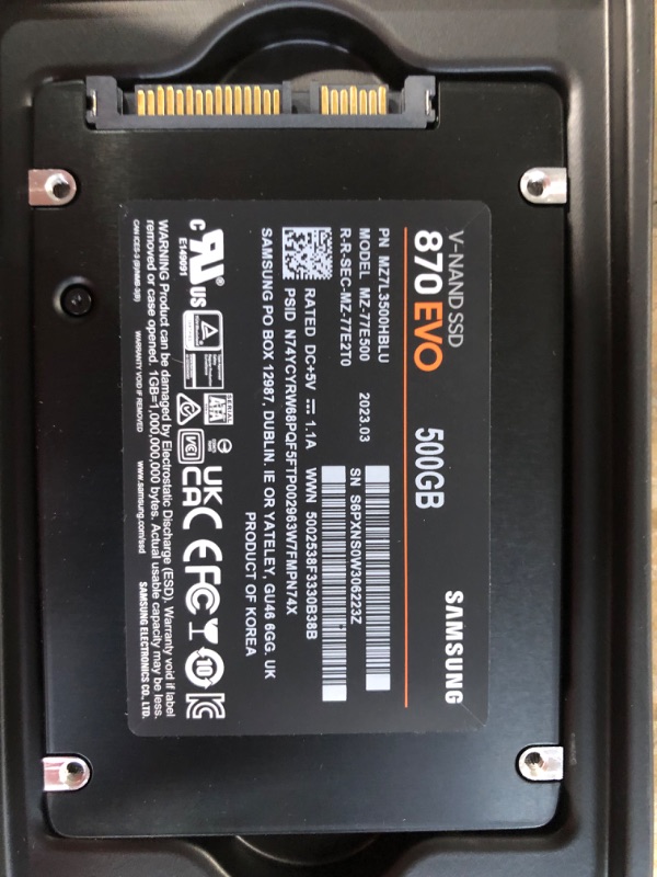 Photo 2 of SAMSUNG 870 EVO SATA SSD 500GB 2.5” Internal Solid State Drive, Upgrade PC or Laptop Memory and Storage for IT Pros, Creators, Everyday Users, MZ-77E500B/AM