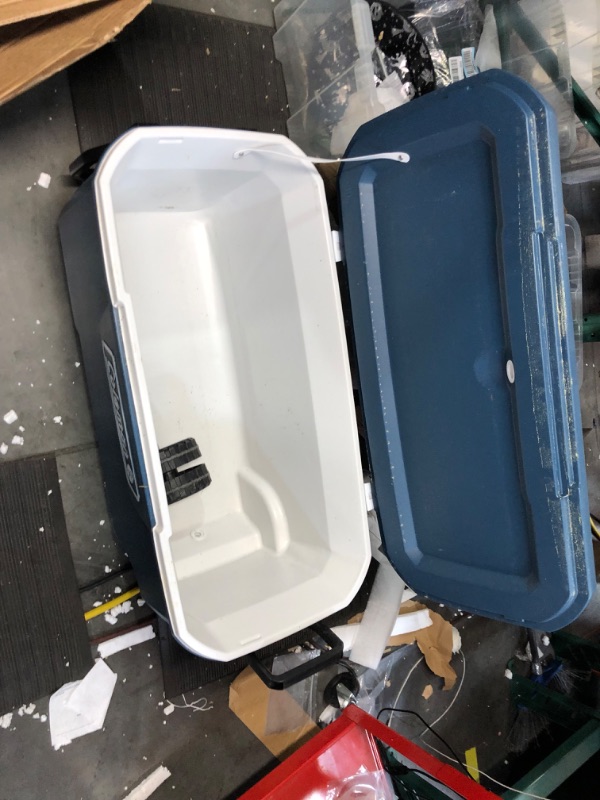 Photo 2 of **LID DOESN'T FULLY CLOSE**
Coleman Ice Chest Coleman 316 Series Wheeled Hard Coolers Space Blue 100 Quart Wheeled