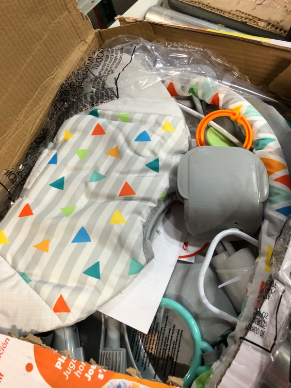 Photo 1 of Bright Starts Safari Fun 3-Point Harness Vibrating Baby Bouncer with Toy bar