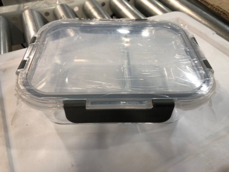 Photo 2 of [5-Pack,36 Oz]Glass Meal Prep Containers 2 Compartments (4.5 Cups) Gray