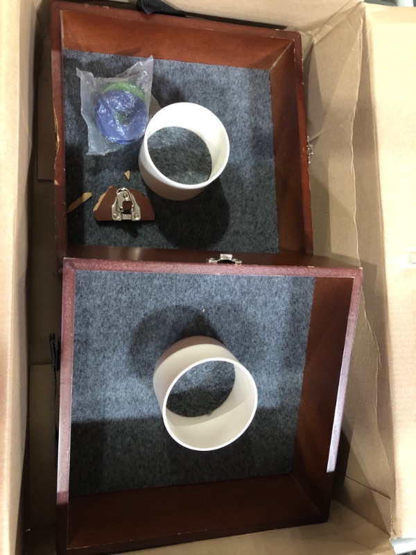 Photo 2 of DAMAGED Triumph Premium Washer Toss Game - Includes 2 Felt-Lines Washer Boxes and Steel Washers, Brown