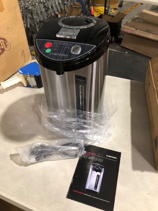 Photo 4 of **SEE NOTES**
Chefman Electric Hot Water Pot Urn w/ Auto & Manual Dispense Buttons, Safety Lock, Instant Heating for Coffee & Tea, Auto-Shutoff/Boil Dry Protection, Insulated Stainless Steel, 5.3L/5.6 Qt/30+ Cups
