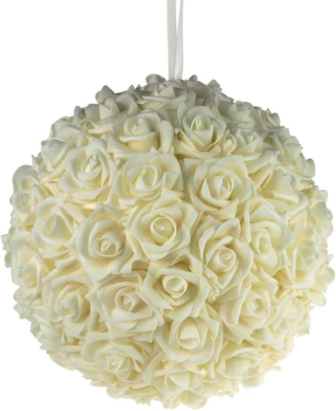 Photo 1 of **SEE NOTES**
Party Spin Soft Touch Foam Rose Flower Kissing Ball Wedding Centerpiece, 12-inch (Ivory)
