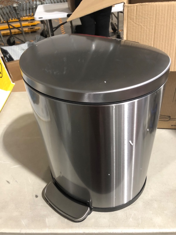 Photo 2 of **STEP DOES NOT WORK** iTouchless IP05DSS-1 Step Trash Can with AbsorbX Odor Filter and Removable Inner Bucket, SoftStep Stainless Steel Semi-Round 5.3 Gal