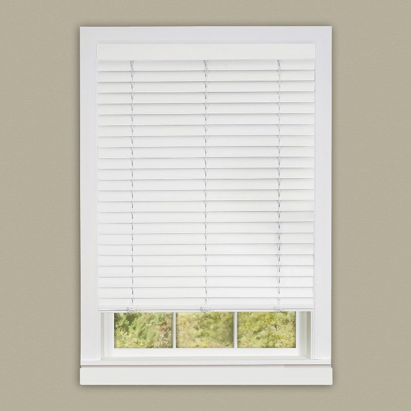 Photo 1 of Allen + Roth AR 46-in W X 48-in H 2-in Trim at Home Cordless Faux Wood Blind White