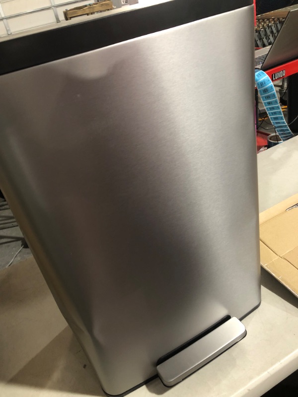 Photo 3 of **SEE NOTES**
Home Zone Living 18.5 Gallon Kitchen Trash Can, Tall Stainless Steel Liner-Free Body, 70 Liter Capacity, Silver, Virtuoso Series