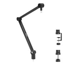 Photo 1 of  Adjustable Microphone Boom Arm [3/8’’ to 5/8’’ Screw Adapter] Suspension Scissor Mic Stand, Desk Mount For Blue Snowball, Yeti, & Other Studio and Gaming Microphones (With Cable Management)