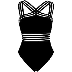 Photo 1 of Hilor Women's One Piece Swimwear Front Crossover Swimsuits Hollow Bathing Suits Monokinis