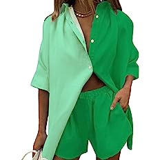 Photo 1 of Fixmatti Women 2 Piece Outfit Summer Short Sleeve Top and Shorts Sweatsuit Set