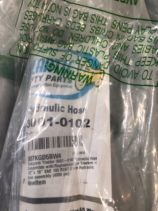 Photo 2 of Complete Tractor 3001-0102 Hydraulic Hose Compatible with/Replacement for Tractors - 1/2" x 18" SAE 100 R2AT 2 wire Hydraulic hose assembly (4000 psi)